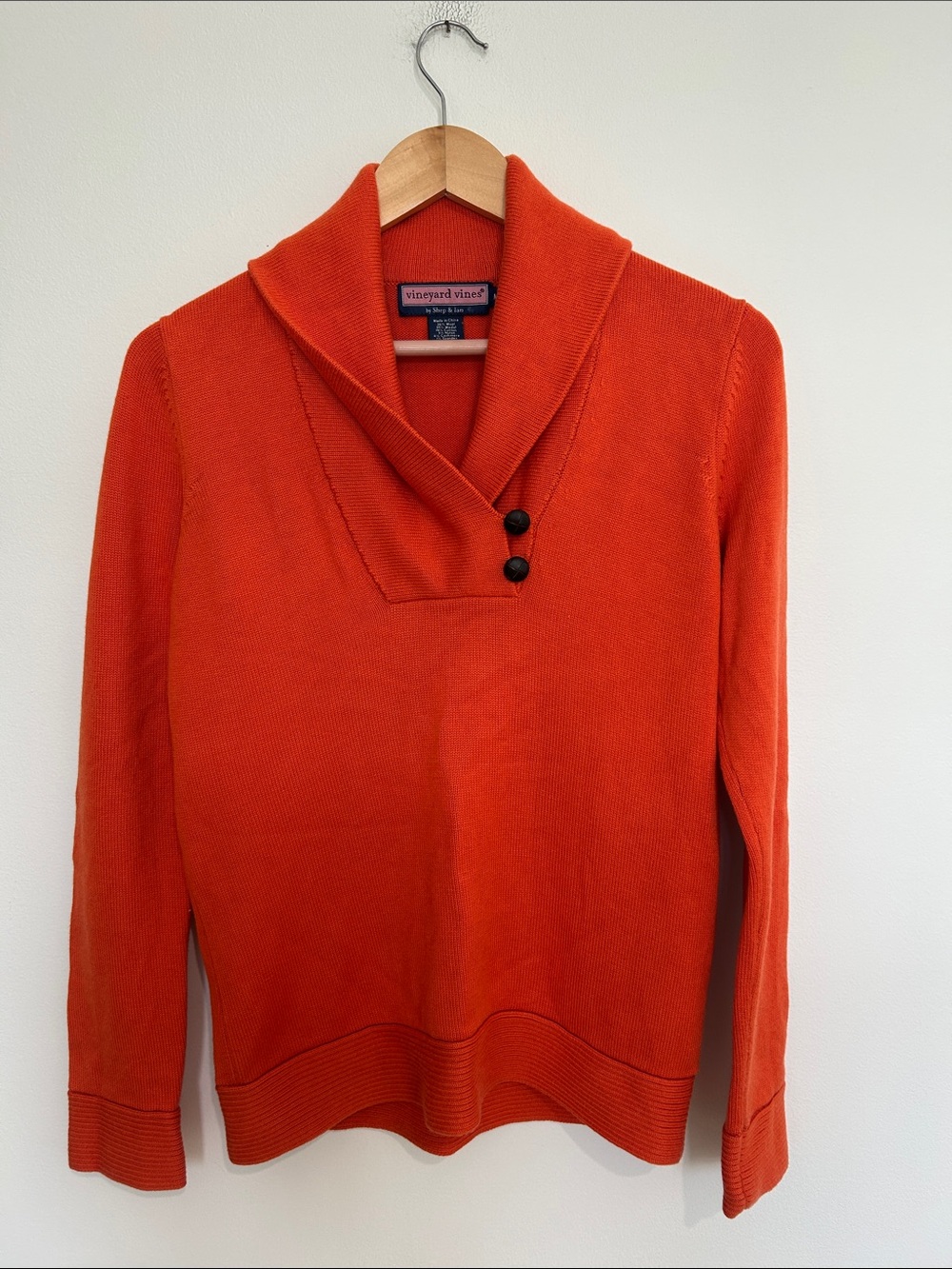 Vineyard Vines Women’s Orange Shawl-Collar Pullover Sweater Size Medium EUC